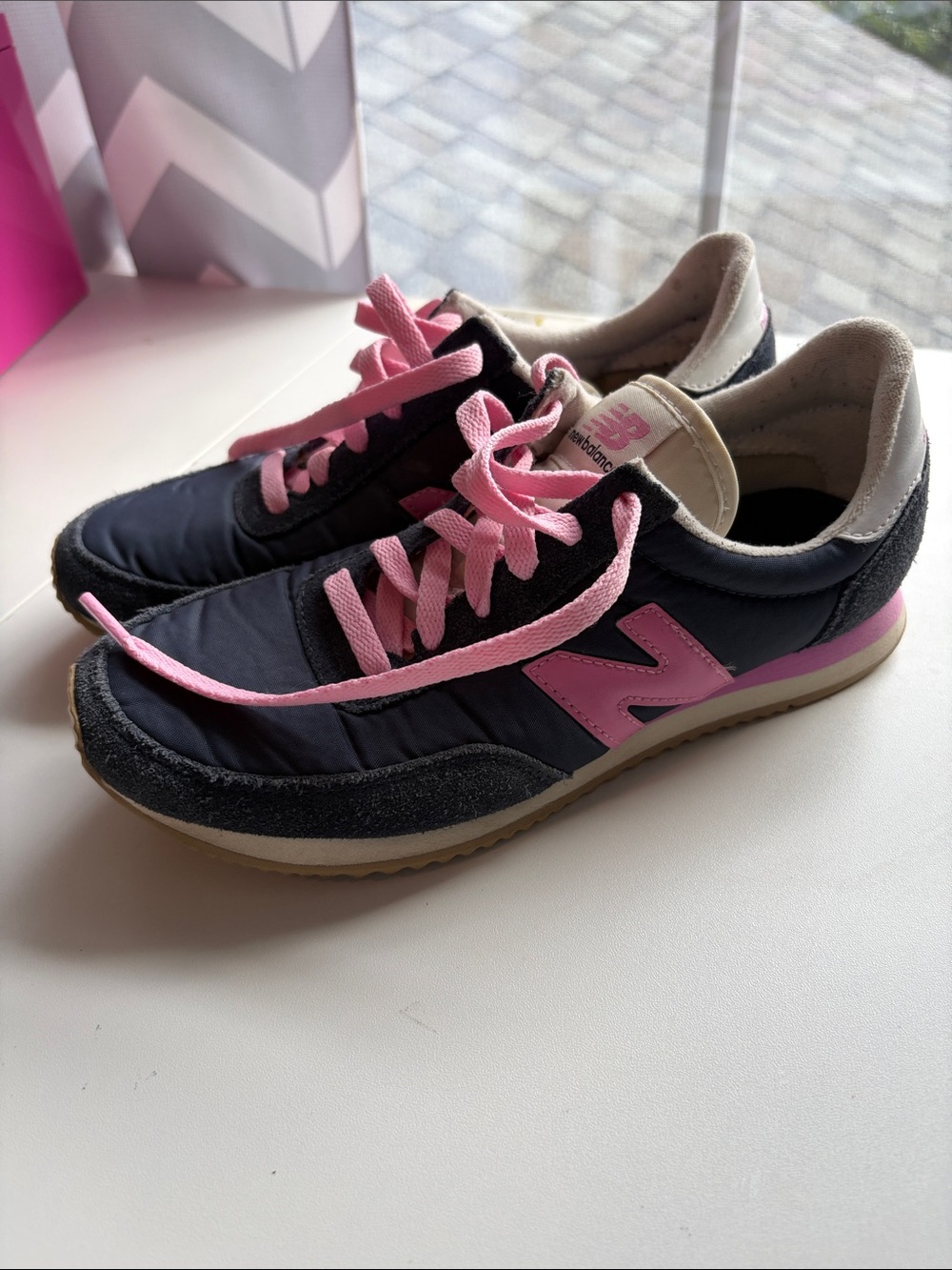 New Balance Women's Navy and Pink Casual Sneakers